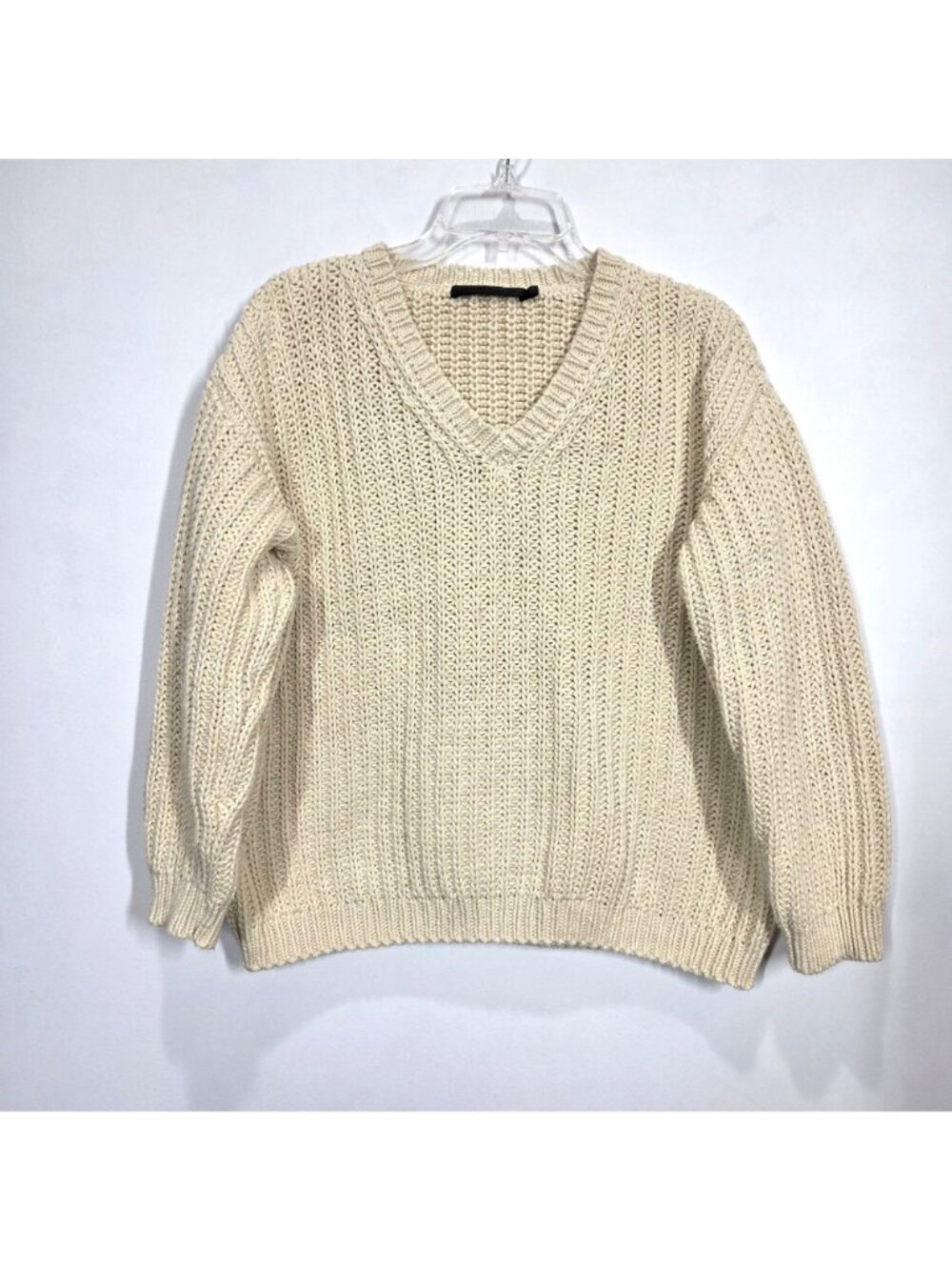 Jenni Kayne Sweater XS Cream 100% Organic Cotton Cable Knit Oversized Minimalist - Picture 2 of 9
